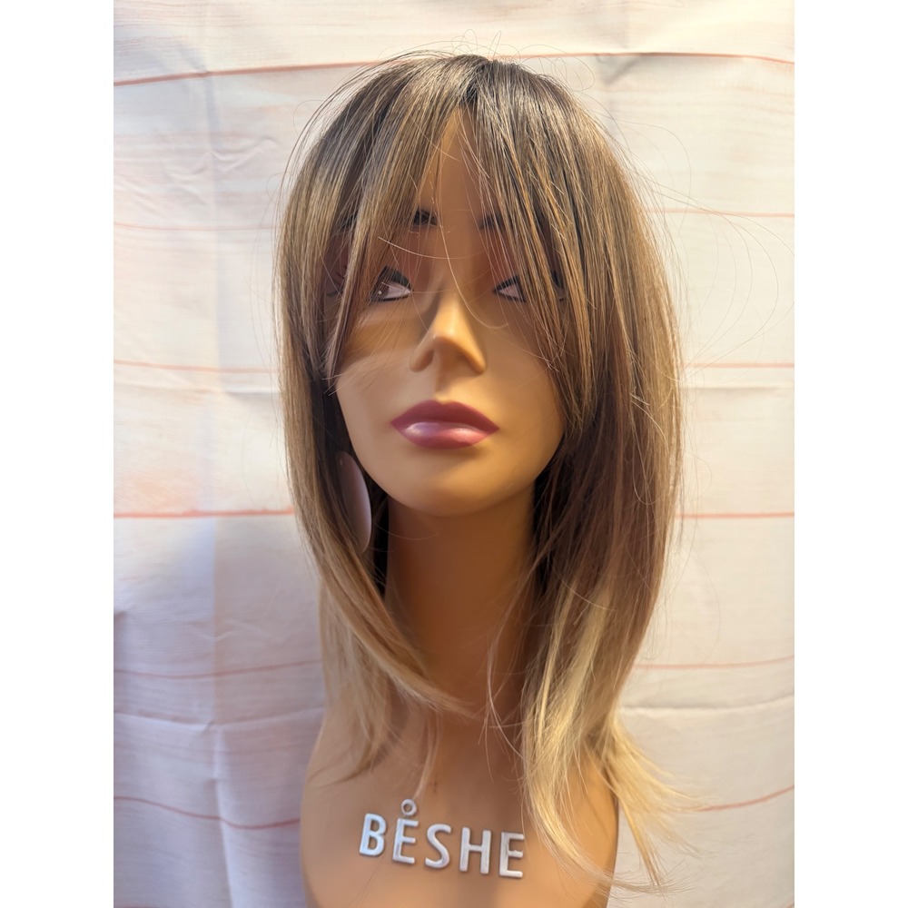 Light brown ombré banged wig